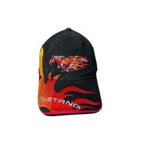 Vintage Y2k Ford Mustang Racing Pony Fire Flames Licensed Baseball Cap Hat RARE